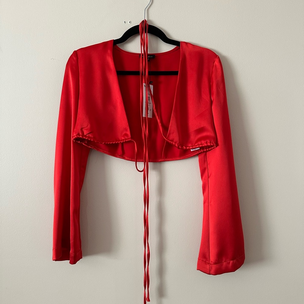 Red Satin Wrap Top